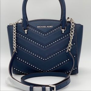 Michael Kors Ellis SM convert satchel.  Navy.